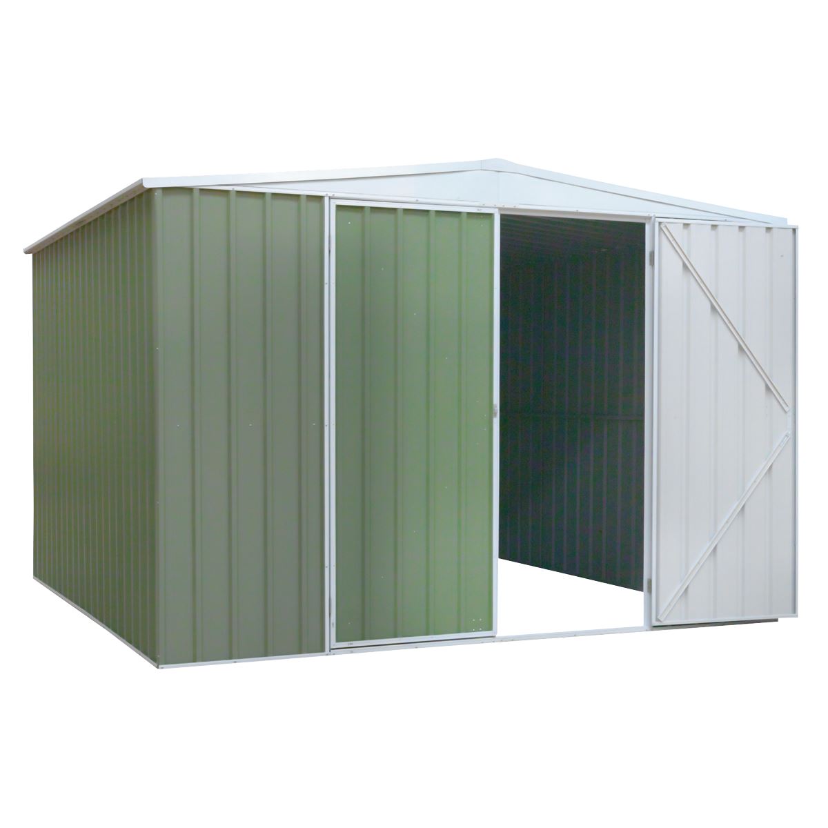 Dellonda Galvanized Steel Storage Shed with Apex Style Roof 300 x 300 x 220cm - Green