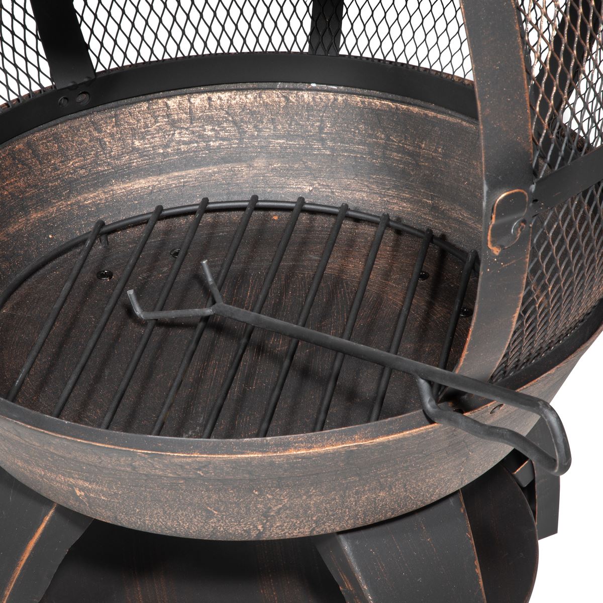 Dellonda Deluxe 360° Chiminea / Fire Pit Outdoor Heater - Antique Bronze Finish