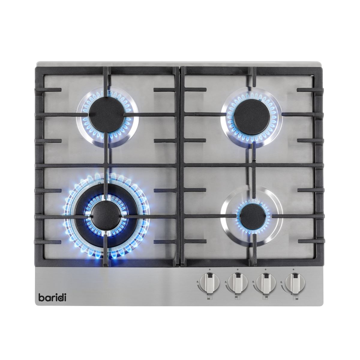 Baridi Gas Hob with 4 Cooking Zones 60cm - Stainless Steel