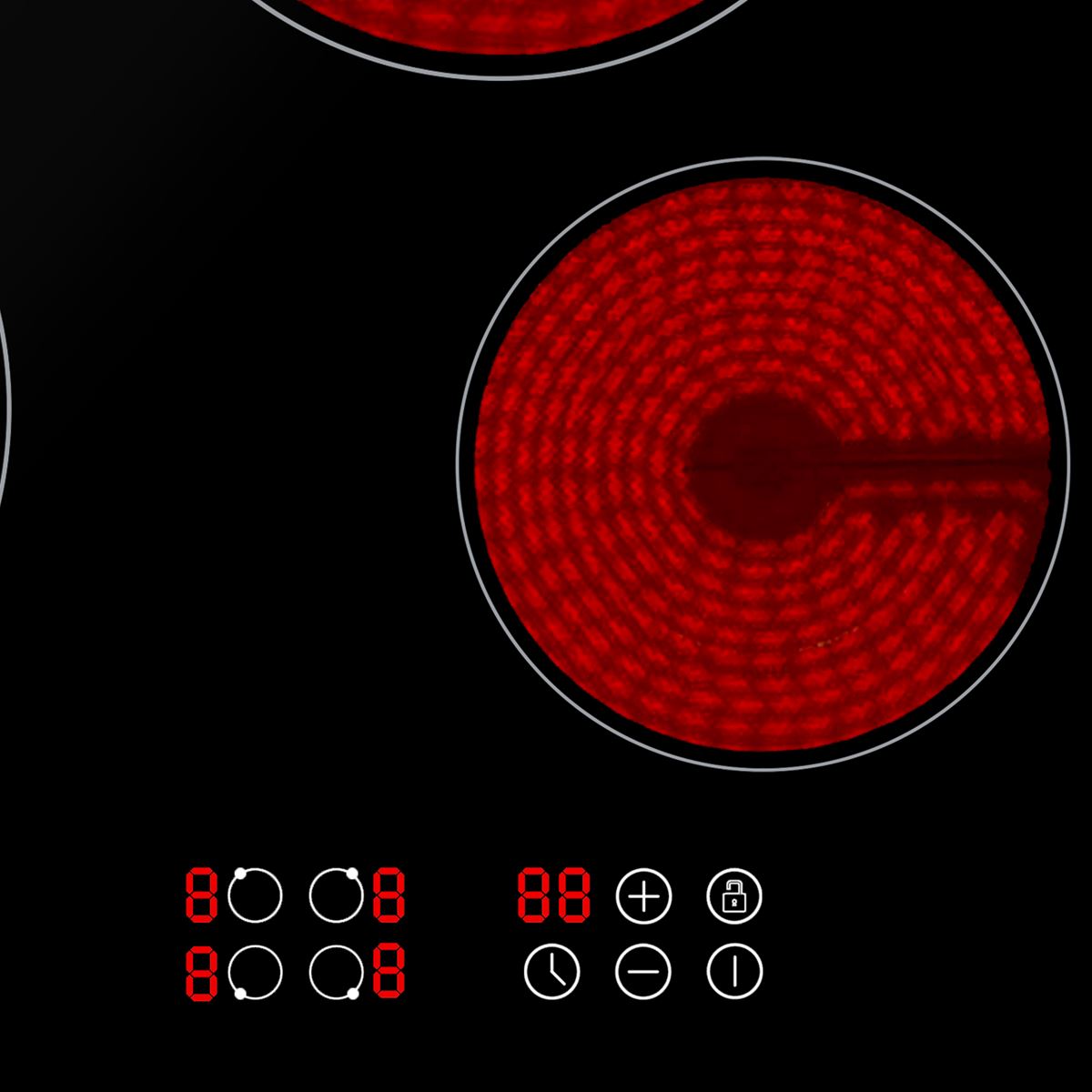 Baridi Integrated Ceramic Hob with 4 Cooking Zones 60cm - Black Glass