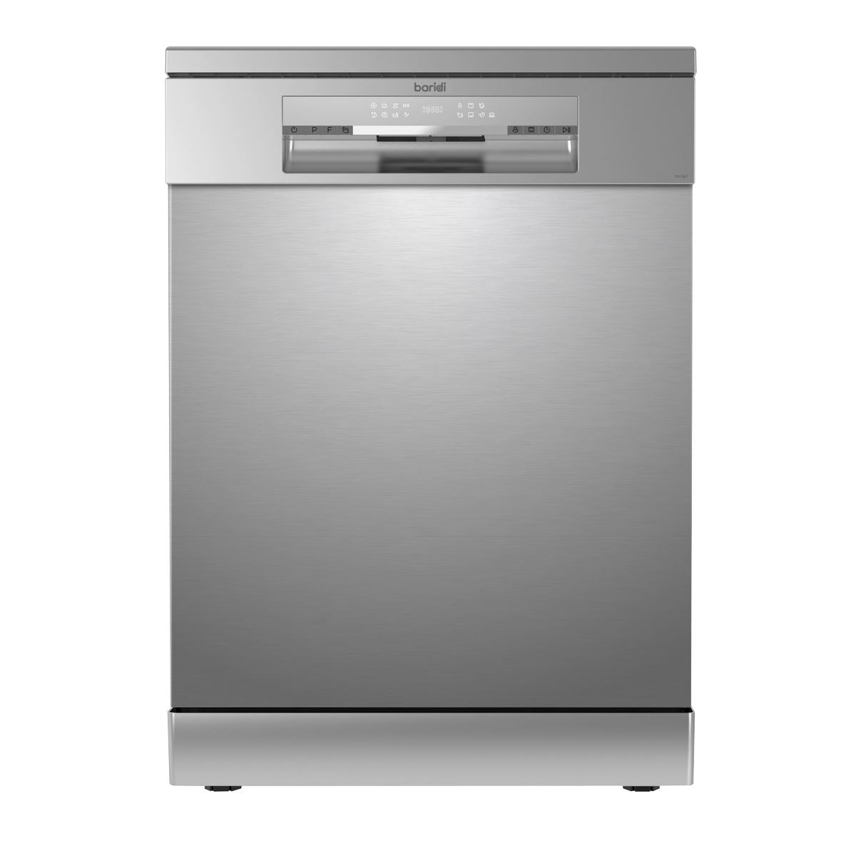 Baridi Regular Sized Freestanding Dishwasher 60cm Wide 14 Place Settings - Silver