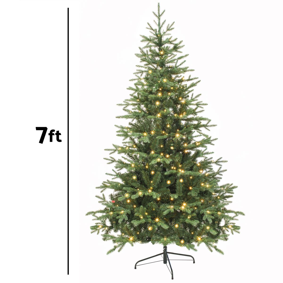Dellonda Pre-Lit Hinged Christmas Tree with 350 Warm White LED Lights 7ft(210cm)