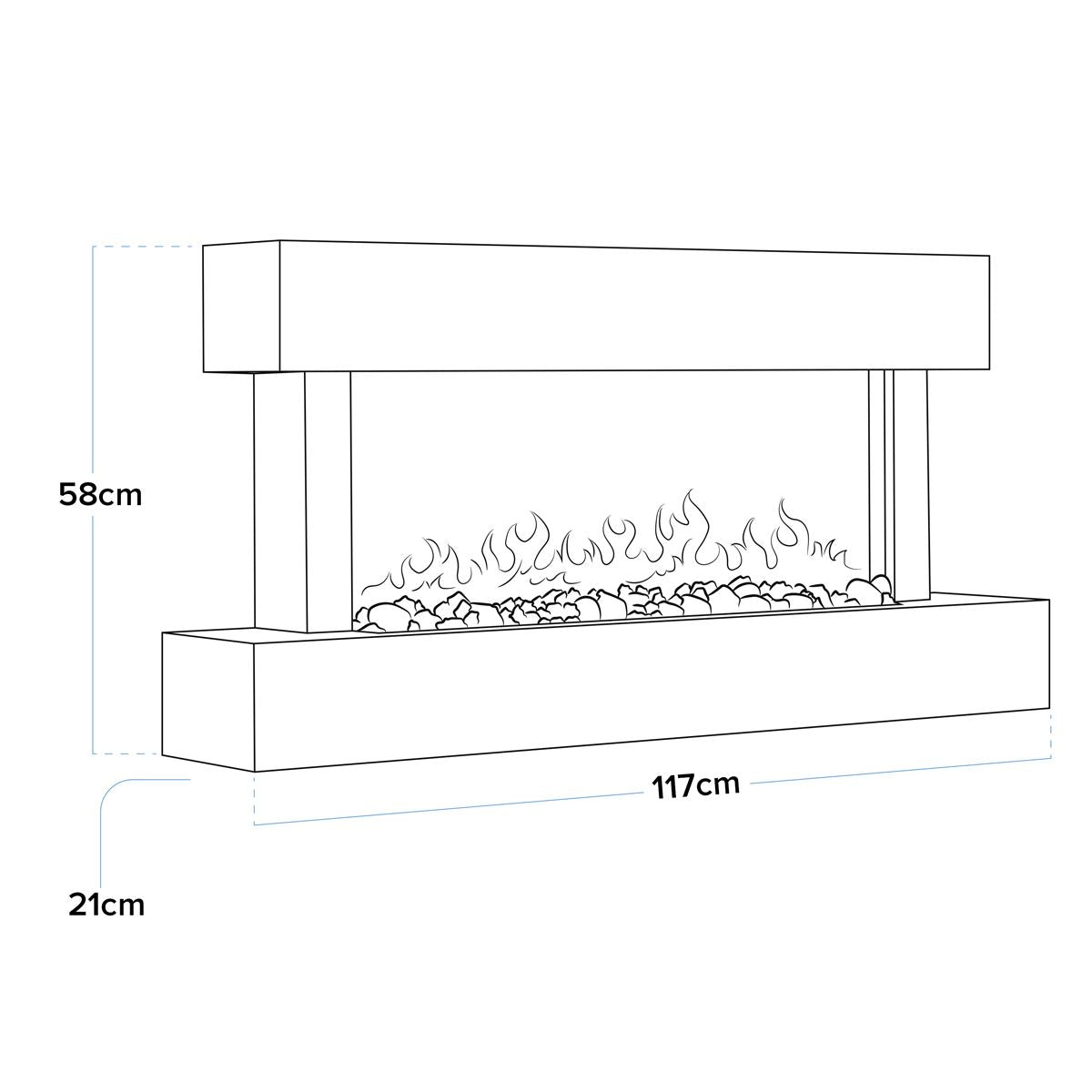 Baridi Wall Mounting Electric Fireplace with LED Flame Effect 46" - White