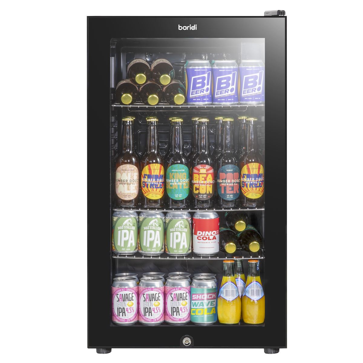 Baridi Wine, Beer & Drinks Fridge 85L Capacity - Black