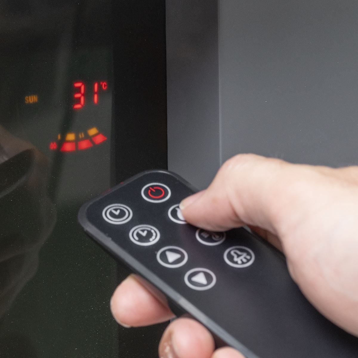 Baridi Wall Mounting Electric Fireplace with LED Flame Effect 52" - Grey