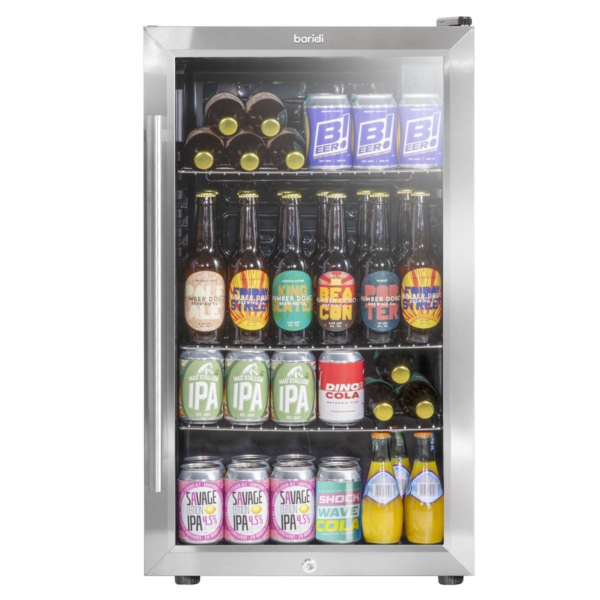 Baridi Wine, Beer & Drinks Fridge 85L Capacity - Stainless Steel