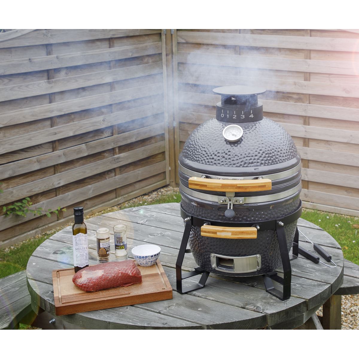 Dellonda Deluxe 16"(40cm) Ceramic Kamado Style BBQ