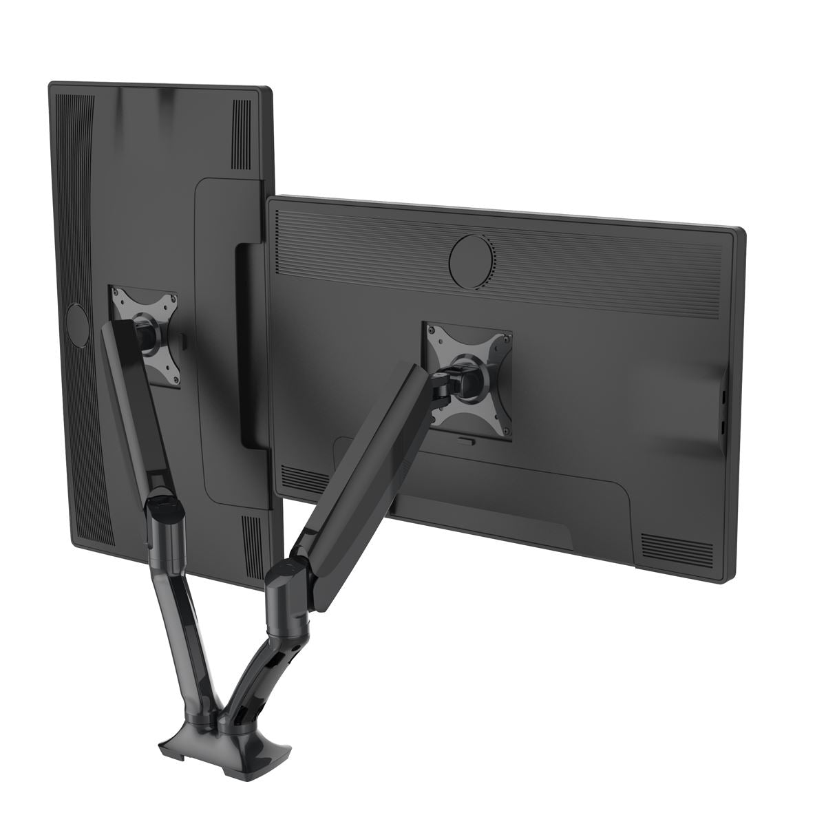 Dellonda Adjustable Double Monitor Arm with 360° Rotation - Black