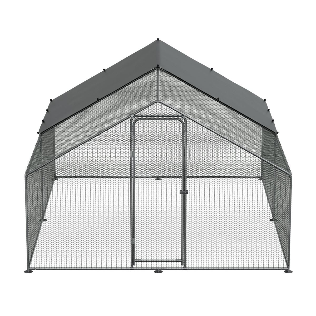Dellonda Walk-In Galvanized Steel Chicken Run with Roof Cover & PVC Coated Chicken Wire