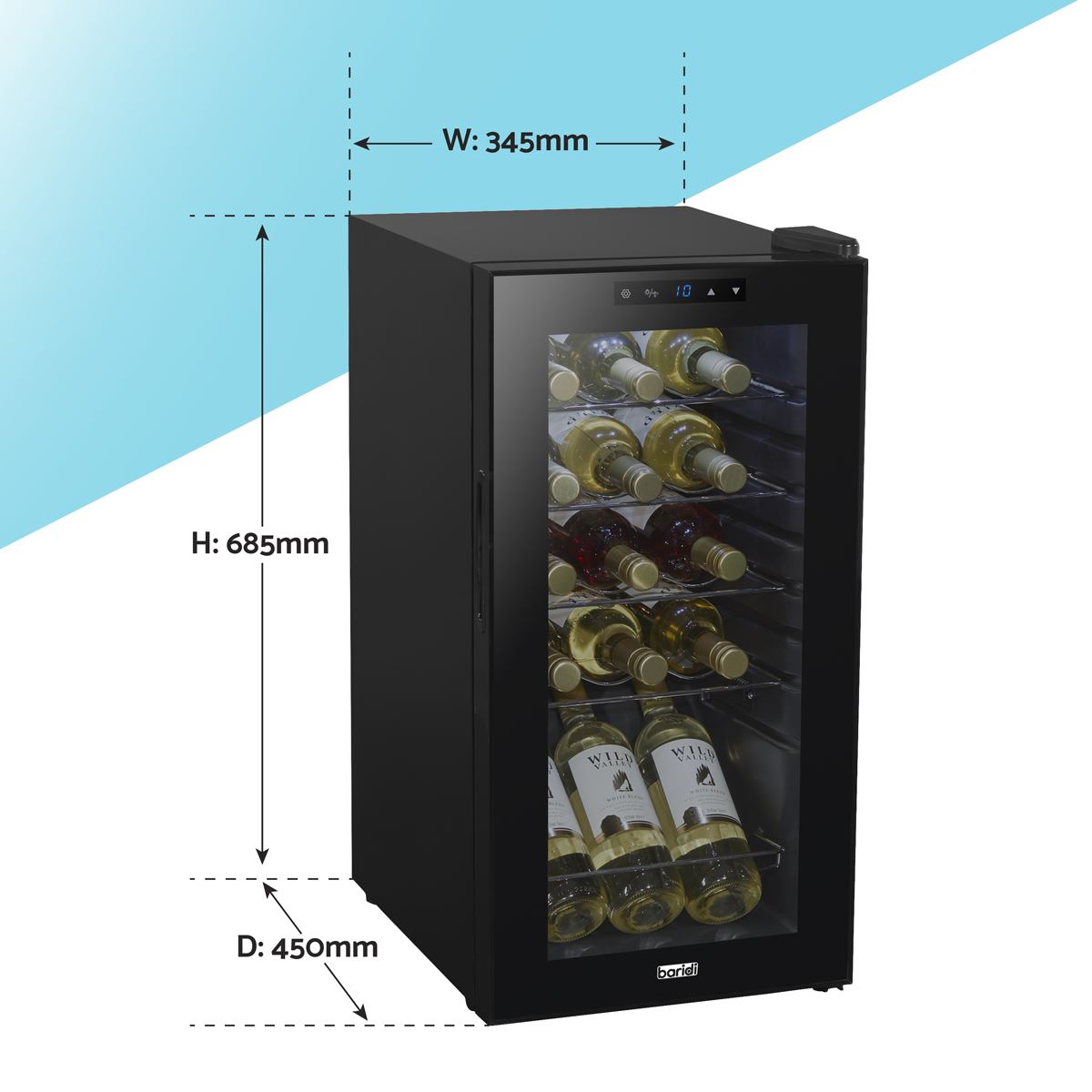Baridi 15 Bottle Tabletop Wine Fridge & Cooler