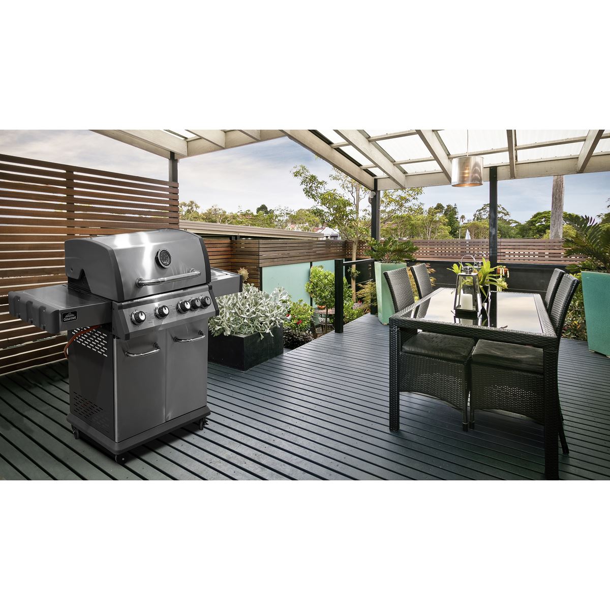 Dellonda 4+1 Burner Deluxe Gas BBQ Grill with Piezo Ignition & Thermometer - Stainless Steel