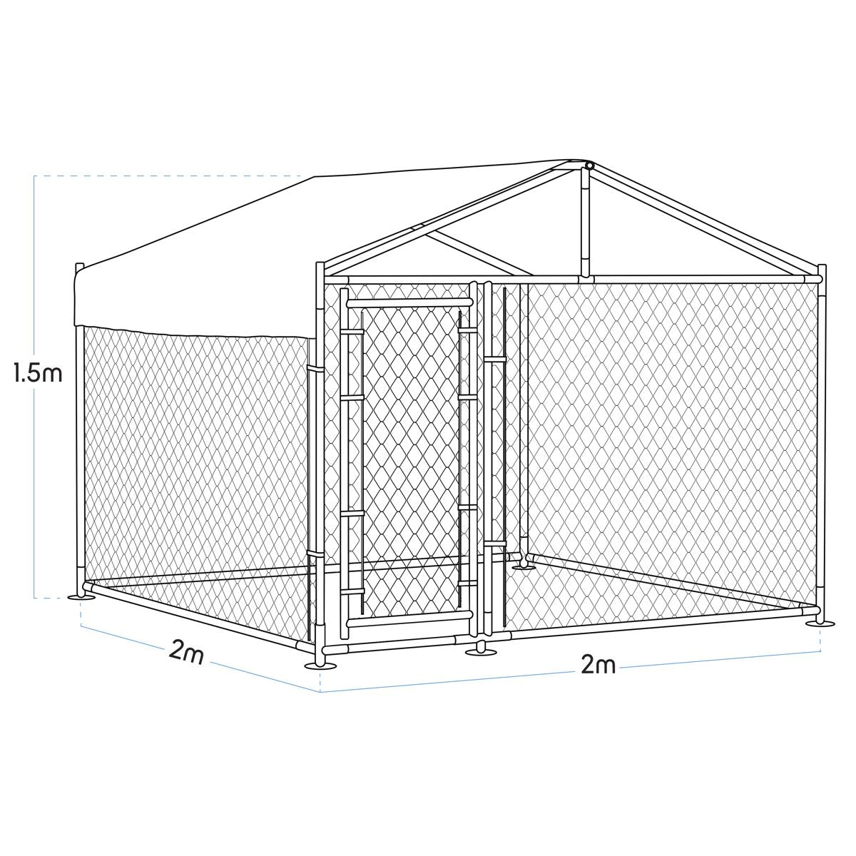 Dellonda Galvanised Steel Dog Kennel with Roof Cover & Chain Link Fencing