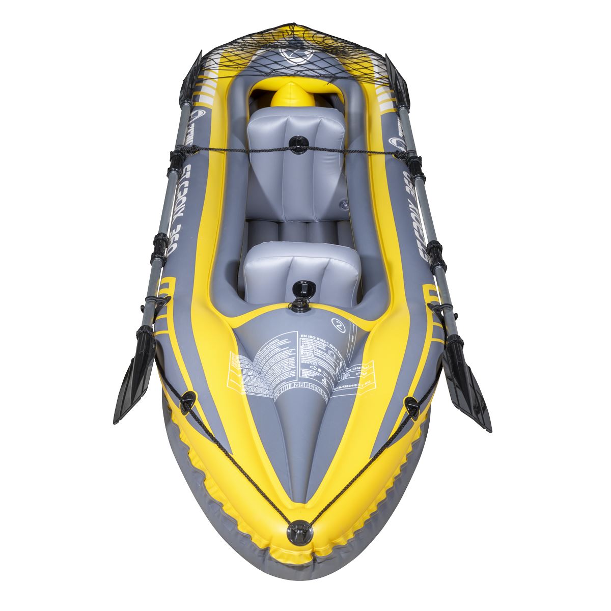 Dellonda Inflatable 2-Person Kayak/Canoe Set with Pump, Carry Bag & 2 Oars - Blue/Yellow/White