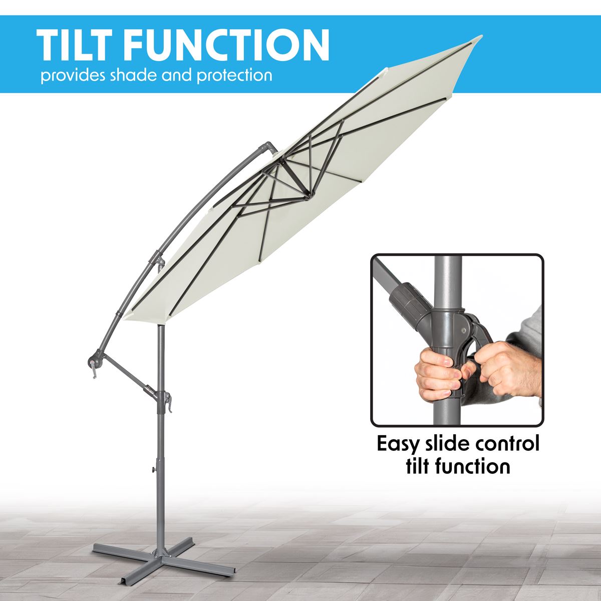 Dellonda Banana Parasol with Cover 3m - Cream