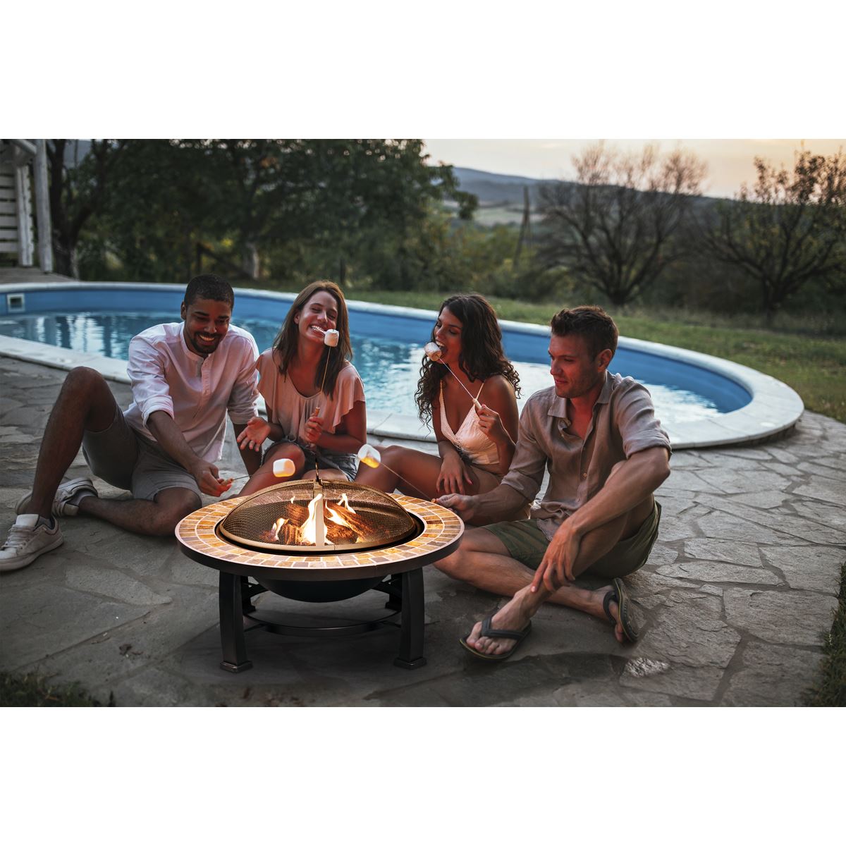 Dellonda 76cm Deluxe Traditional Style Fire Pit/Fireplace/Outdoor Heater - Slate