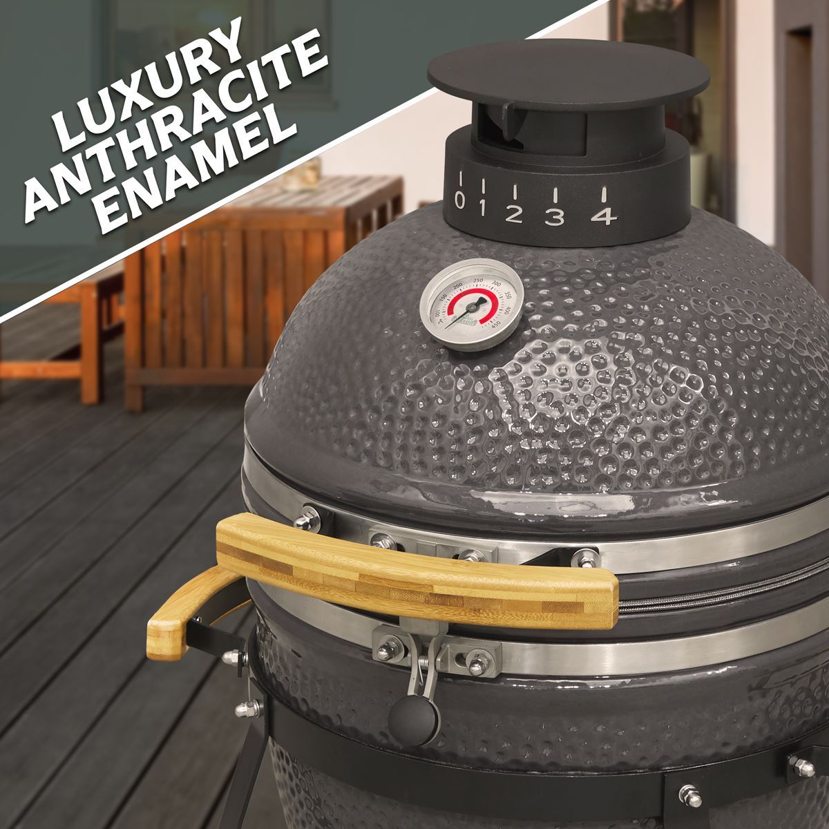 Dellonda Deluxe 16"(40cm) Ceramic Kamado Style BBQ