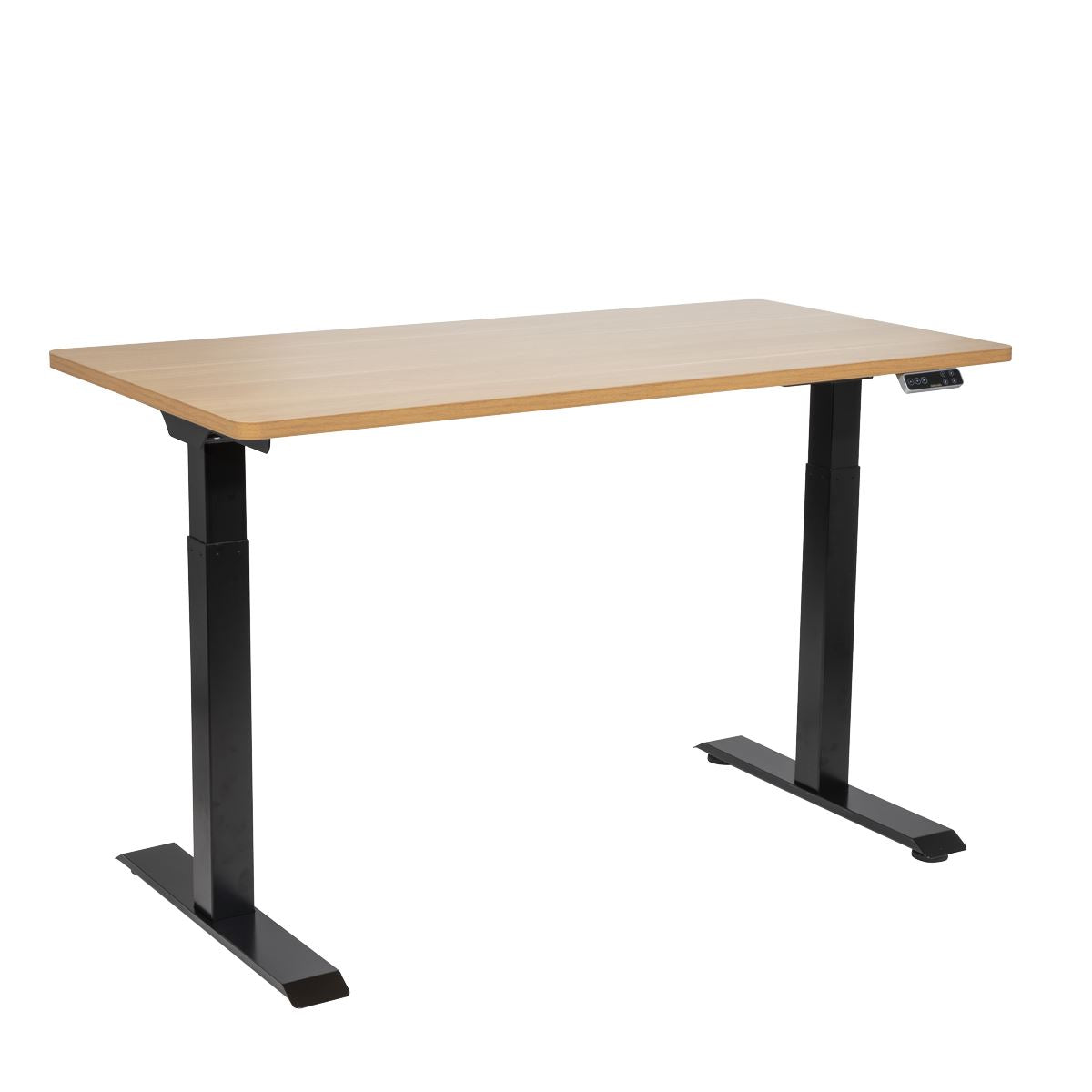 Dellonda Oak Electric Height Adjustable Standing Desk, 1400 x 700mm Dual Motor 100kg