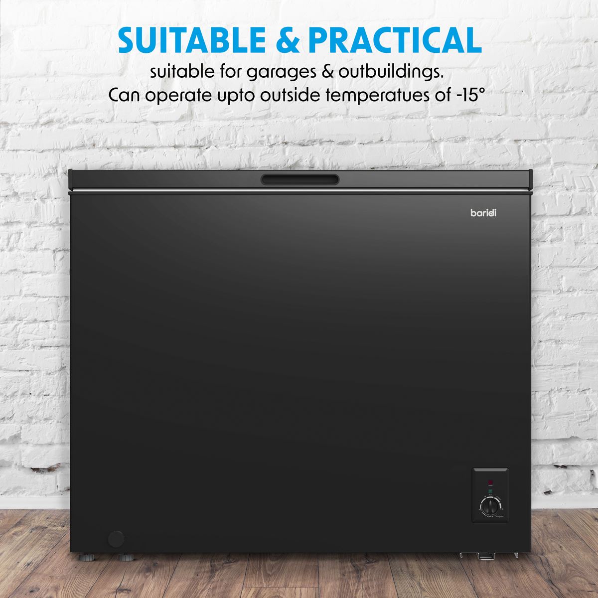 Baridi Freestanding Chest Freezer 199L Capacity - Black