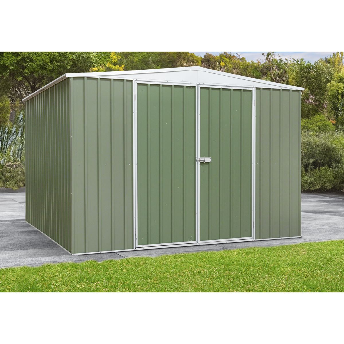 Dellonda Galvanized Steel Storage Shed with Apex Style Roof 300 x 300 x 220cm - Green