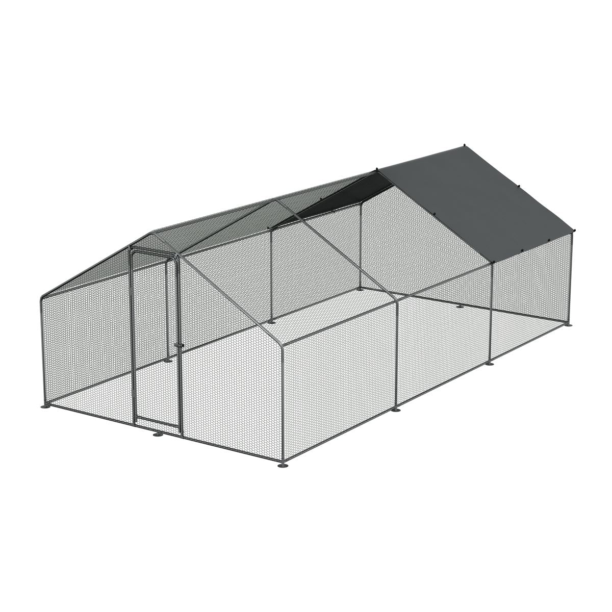 Dellonda Walk-In Galvanized Steel Chicken Run with Roof Cover & PVC Coated Chicken Wire