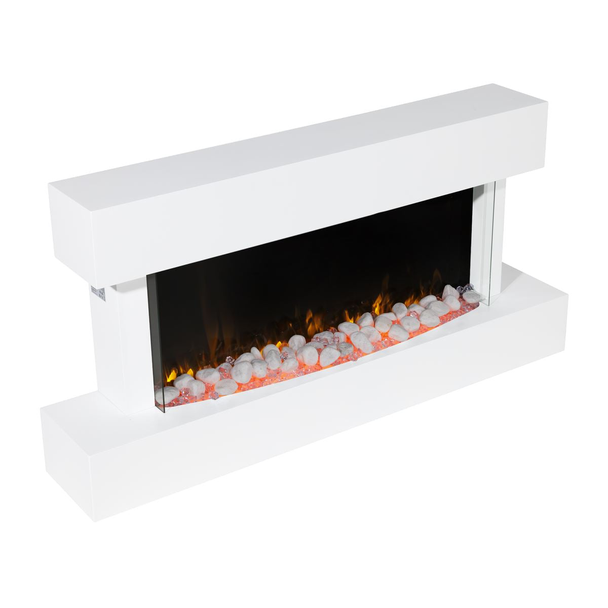 Baridi Wall Mounting Electric Fireplace with LED Flame Effect 46" - White