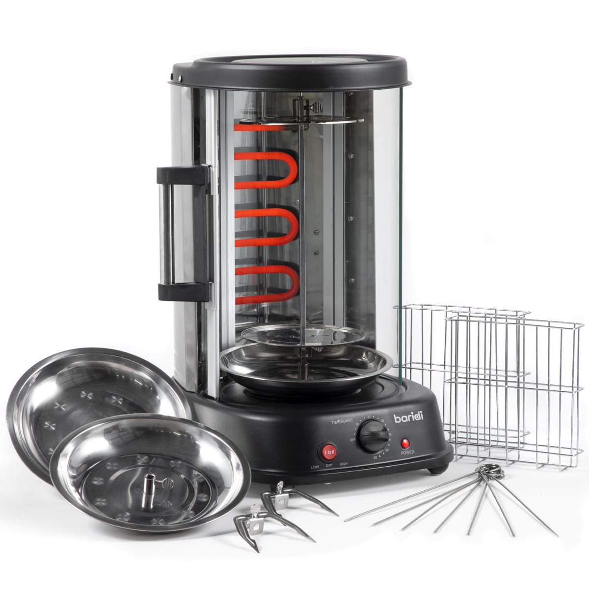 Baridi Vertical 360° Rotisserie Smokeless Grill 21L Capacity