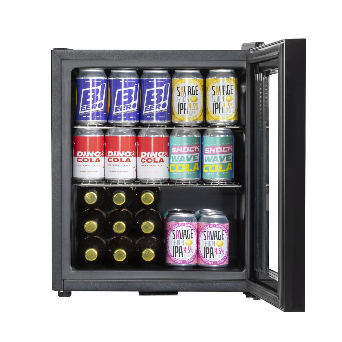 Baridi Mini Tabletop Beer & Drinks Fridge 50L Capacity - Black