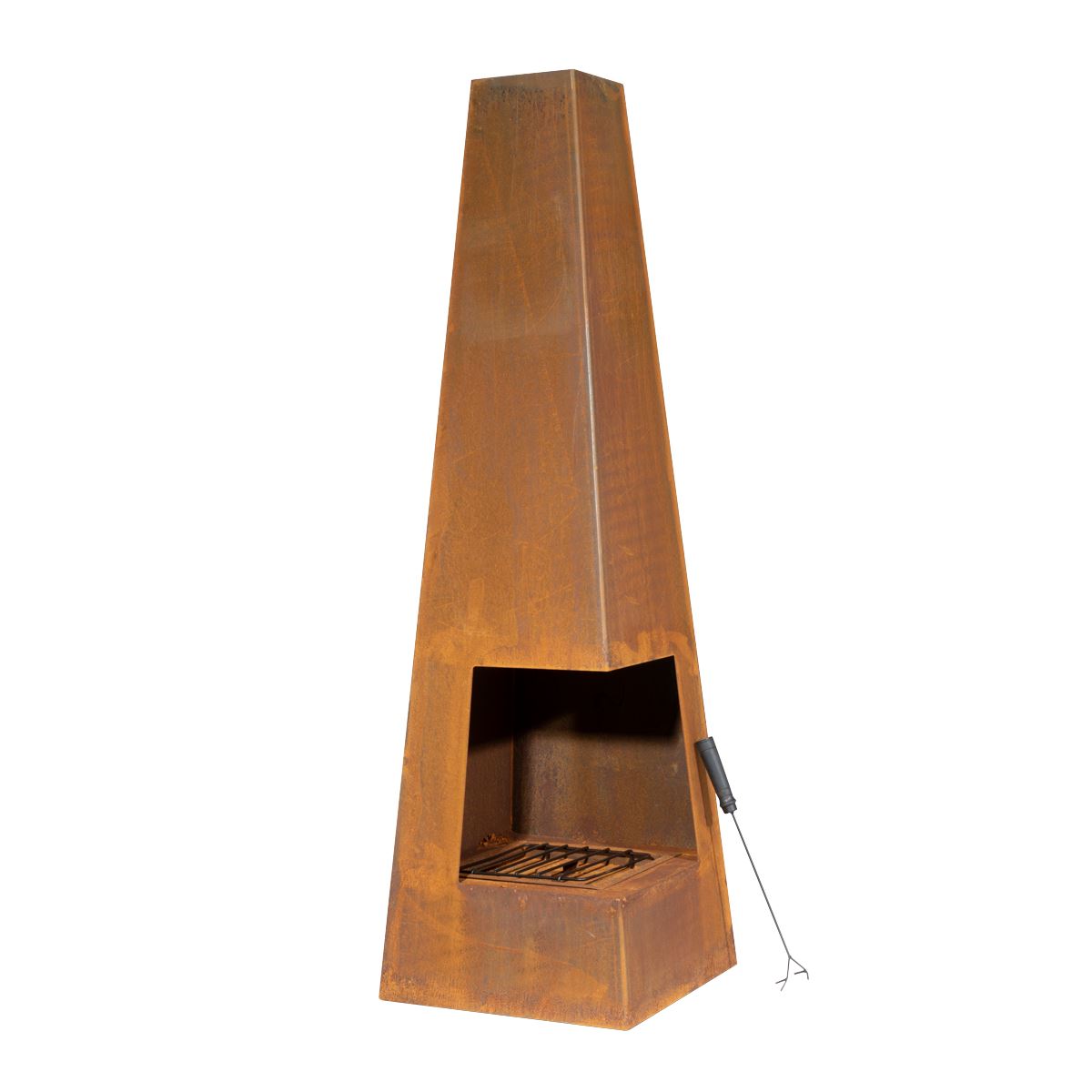 Dellonda Chiminea, Wood Burner, Heater for Outdoors W45cm x H150cm, Corten Steel