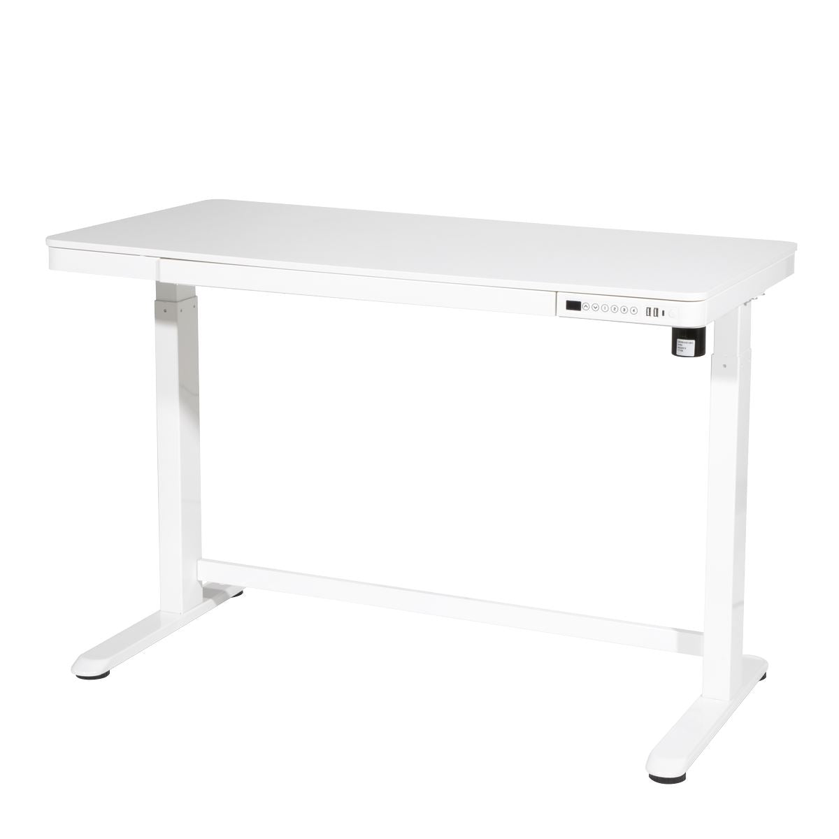 Dellonda Single Motor Ultra-Quiet Electric Desk with Control Panel, USB Port & Drawer - White Desktop