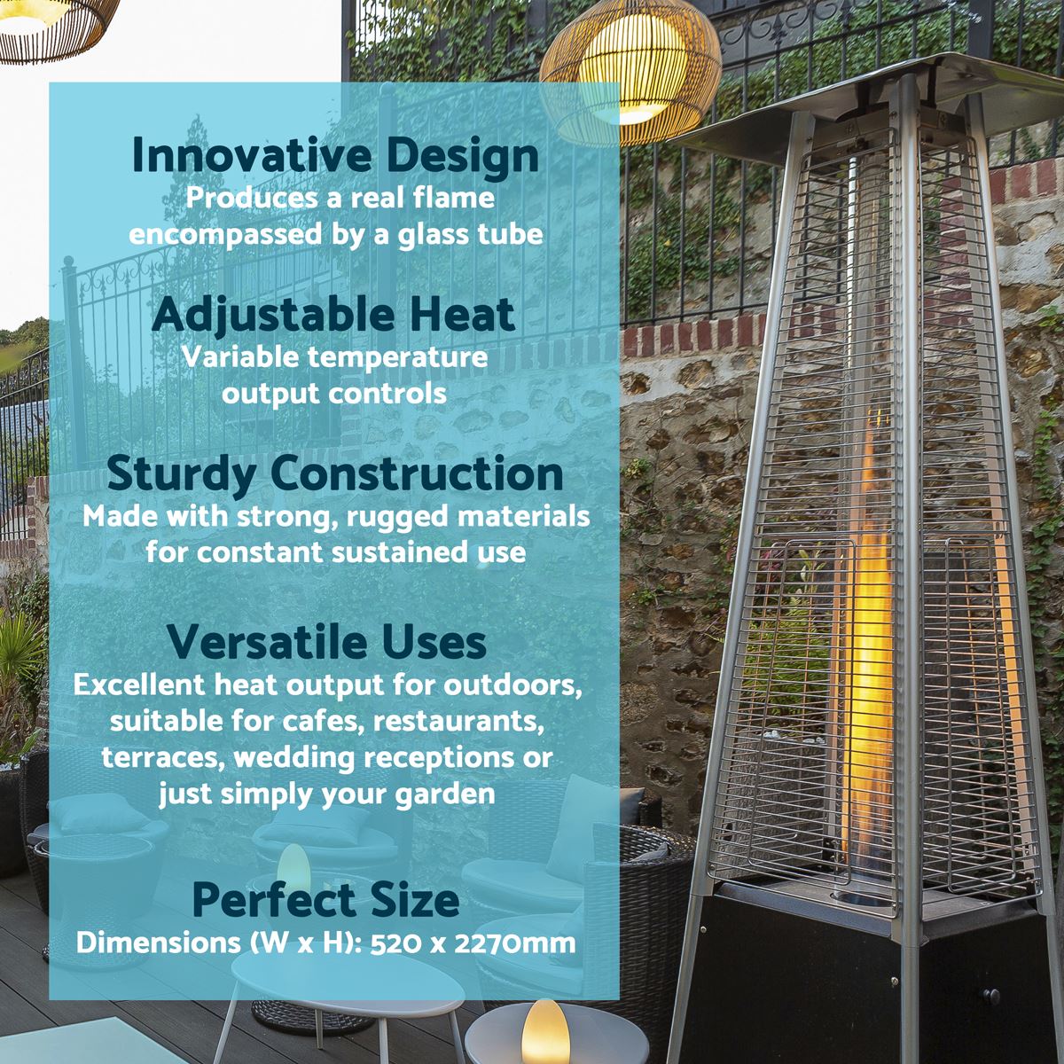 Dellonda Pyramid Gas Outdoor Garden Patio Heater 13kW Commercial & Home Use