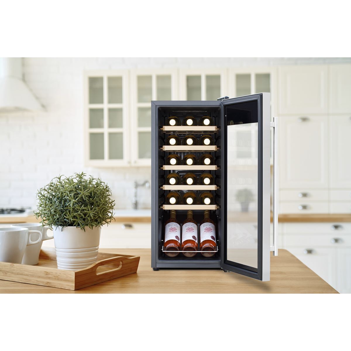 Baridi 18 Bottle Wine Fridge & Cooler - Stainless Steel