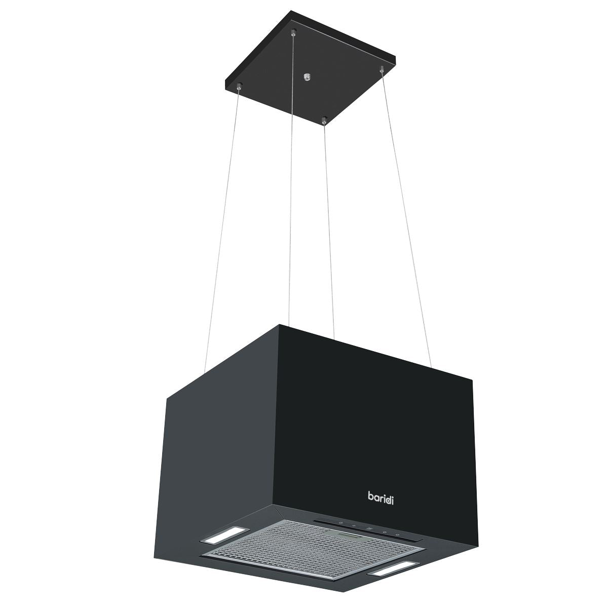 Baridi Square Island Cooker Hood 40cm - Black