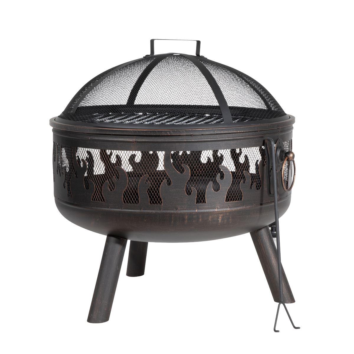 Dellonda Deluxe Fire Pit Fireplace Outdoor Patio Heater, Cooking Grill & Poker 61cm