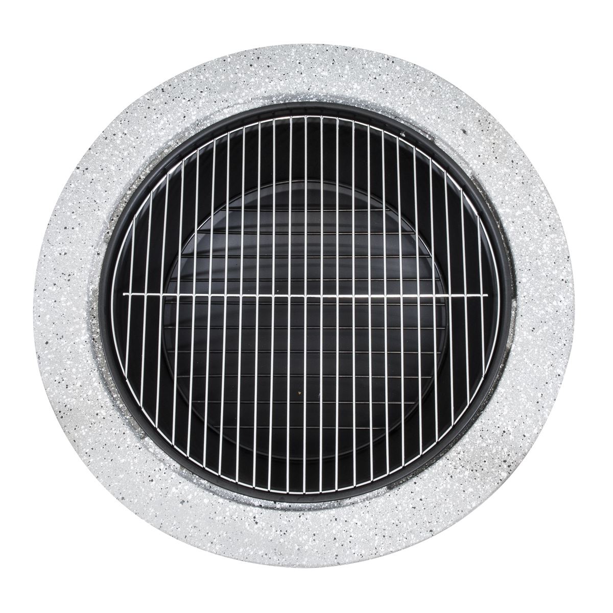 Dellonda Round MgO Fire Pit with BBQ Grill, Ø75cm, Safety Mesh Screen - Light Grey