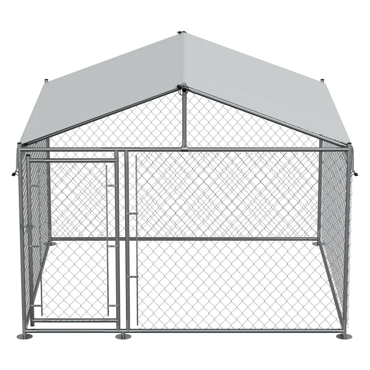 Dellonda Galvanised Steel Dog Kennel with Roof Cover & Chain Link Fencing