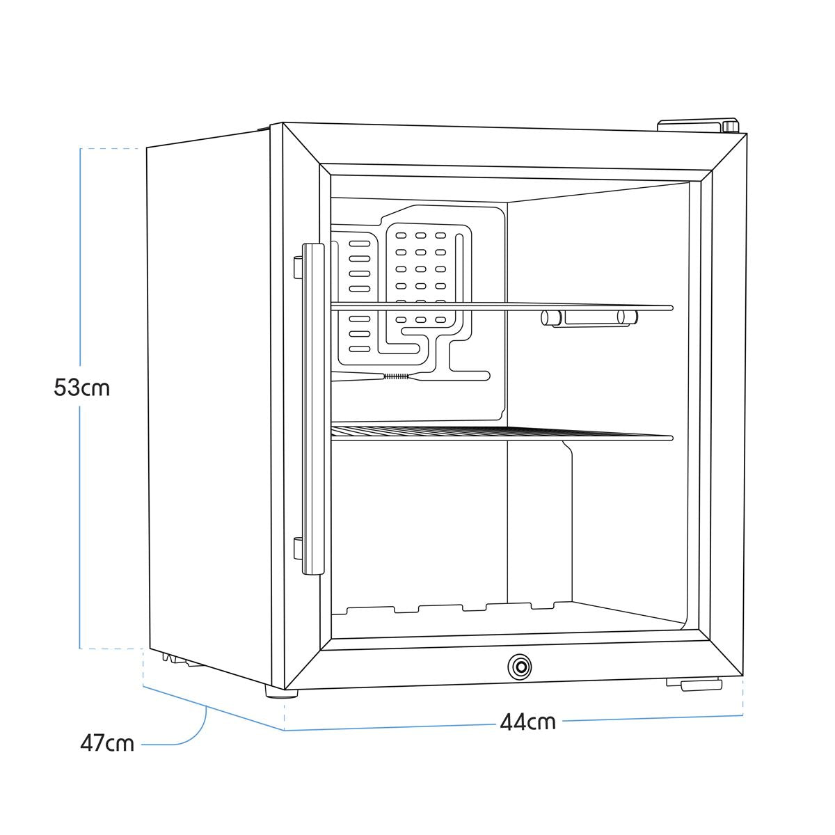 Baridi Mini Tabletop Beer & Drinks Fridge 50L Capacity - Black