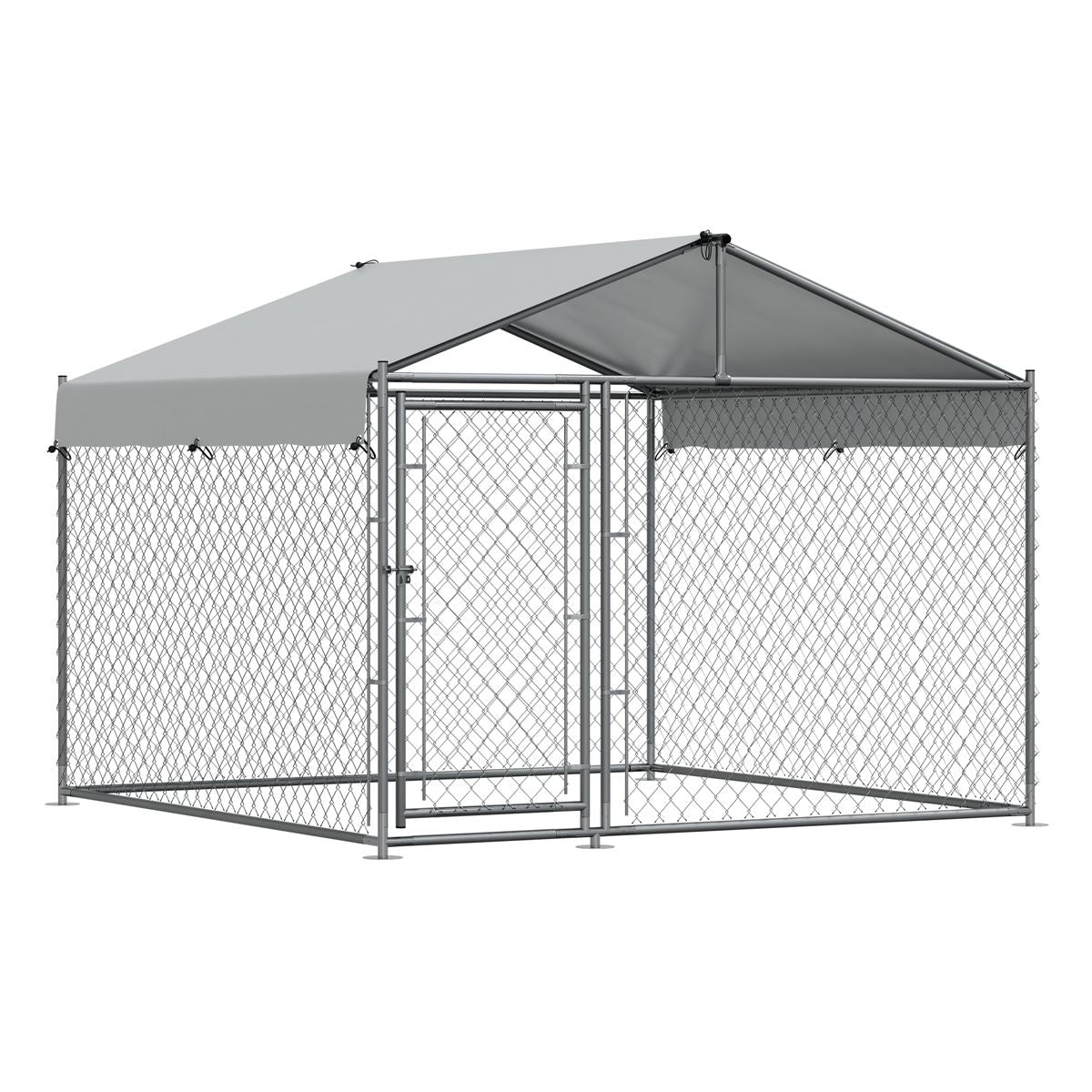 Dellonda Galvanised Steel Dog Kennel with Roof Cover & Chain Link Fencing