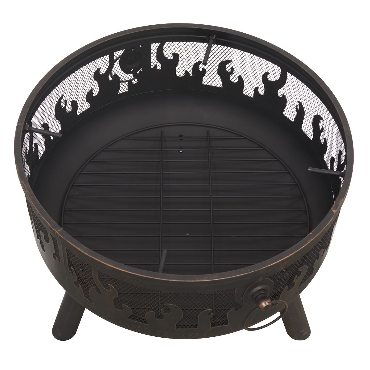 Dellonda Deluxe Fire Pit Fireplace Outdoor Patio Heater, Cooking Grill & Poker 61cm