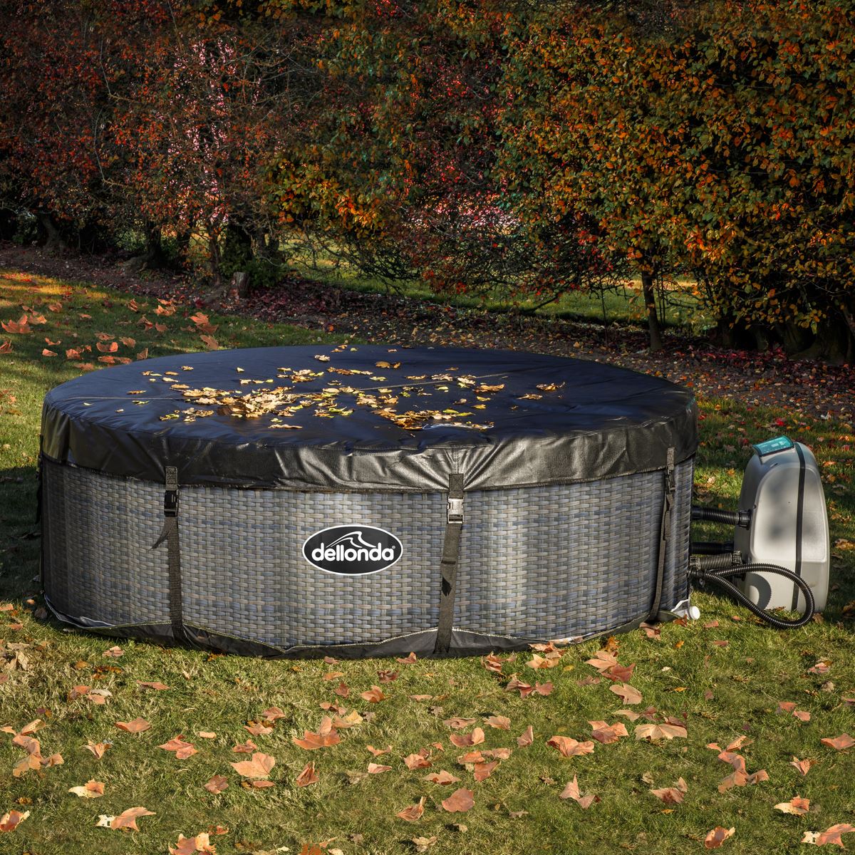 Dellonda 4-6 Person Inflatable Hot Tub/Spa with Smart Pump - Rattan Effect