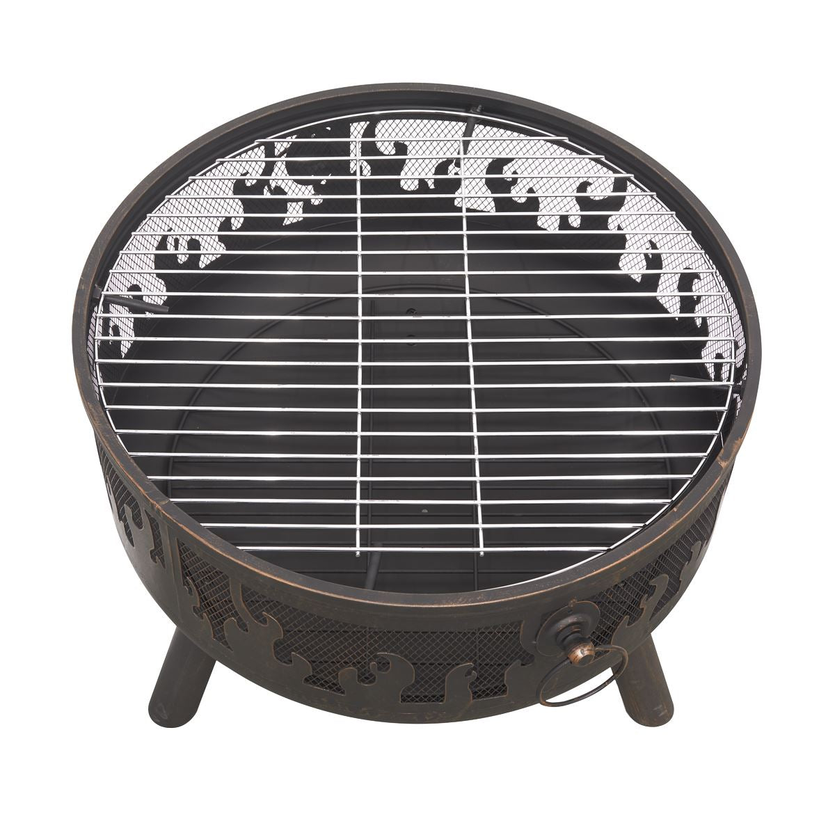 Dellonda Deluxe Fire Pit Fireplace Outdoor Patio Heater, Cooking Grill & Poker 61cm