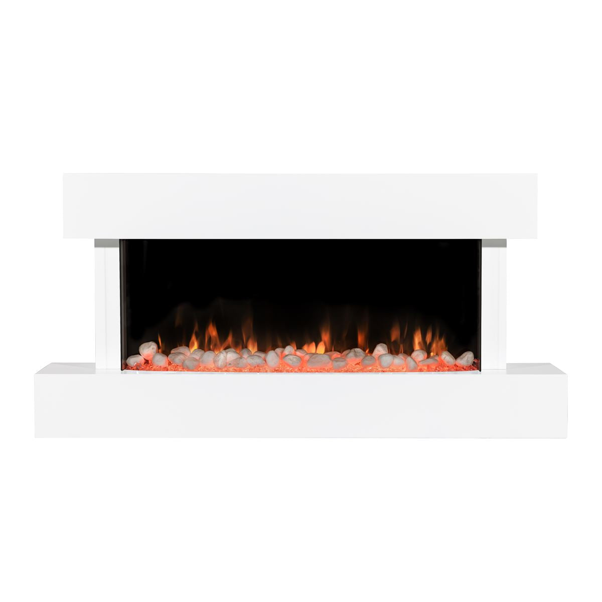 Baridi Wall Mounting Electric Fireplace with LED Flame Effect 46" - White