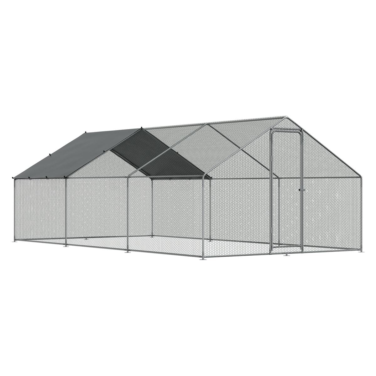 Dellonda Walk-In Galvanized Steel Chicken Run with Roof Cover & PVC Coated Chicken Wire