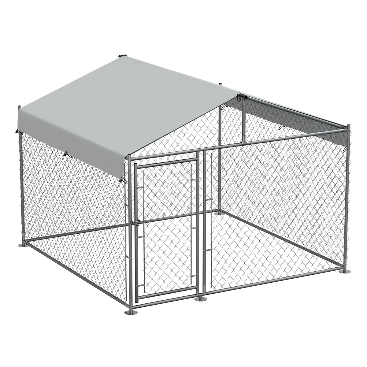 Dellonda Galvanised Steel Dog Kennel with Roof Cover & Chain Link Fencing