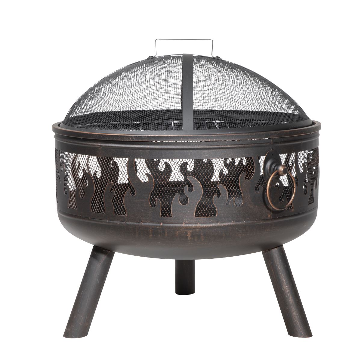 Dellonda Deluxe Fire Pit Fireplace Outdoor Patio Heater, Cooking Grill & Poker 61cm