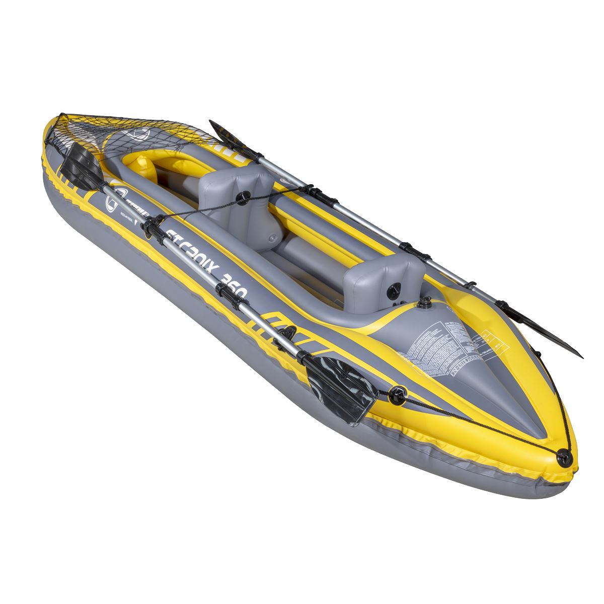 Dellonda Inflatable 2-Person Kayak/Canoe Set with Pump, Carry Bag & 2 Oars - Blue/Yellow/White