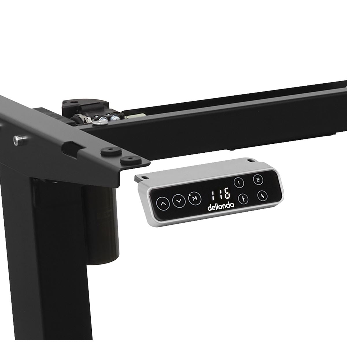 Dellonda Single Motor Ultra-Quiet Adjustable-Height Desk Frame with Digital Control Panel 70kg Capacity - Black