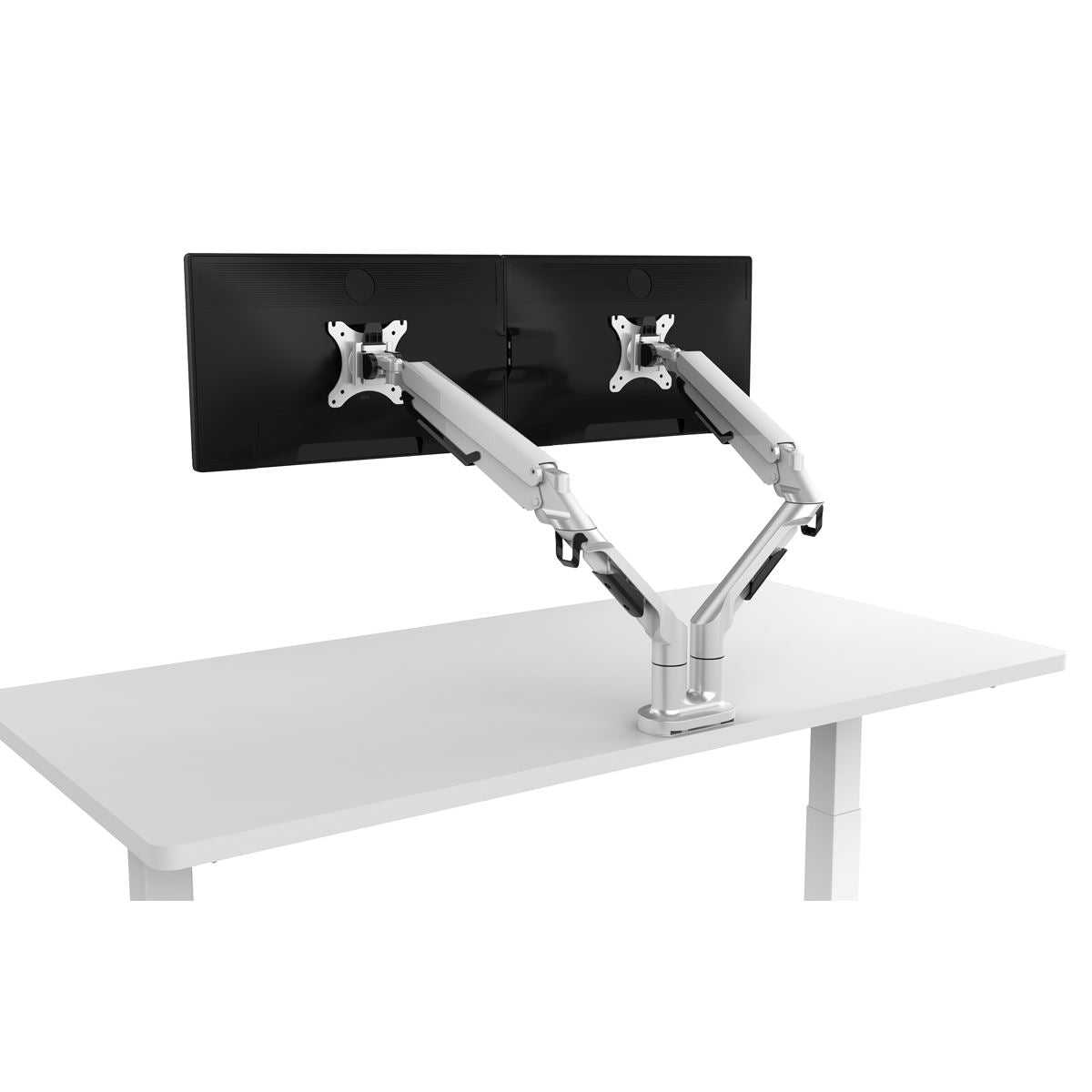 Dellonda Adjustable Double Monitor Arm with 360° Rotation - White