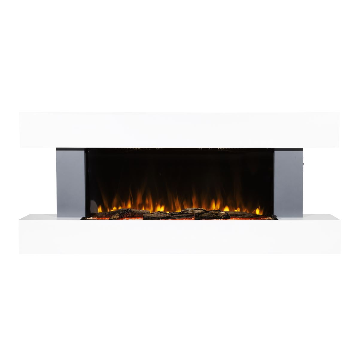 Baridi Wall Mounting Electric Fireplace with LED Flame Effect 52" - Grey