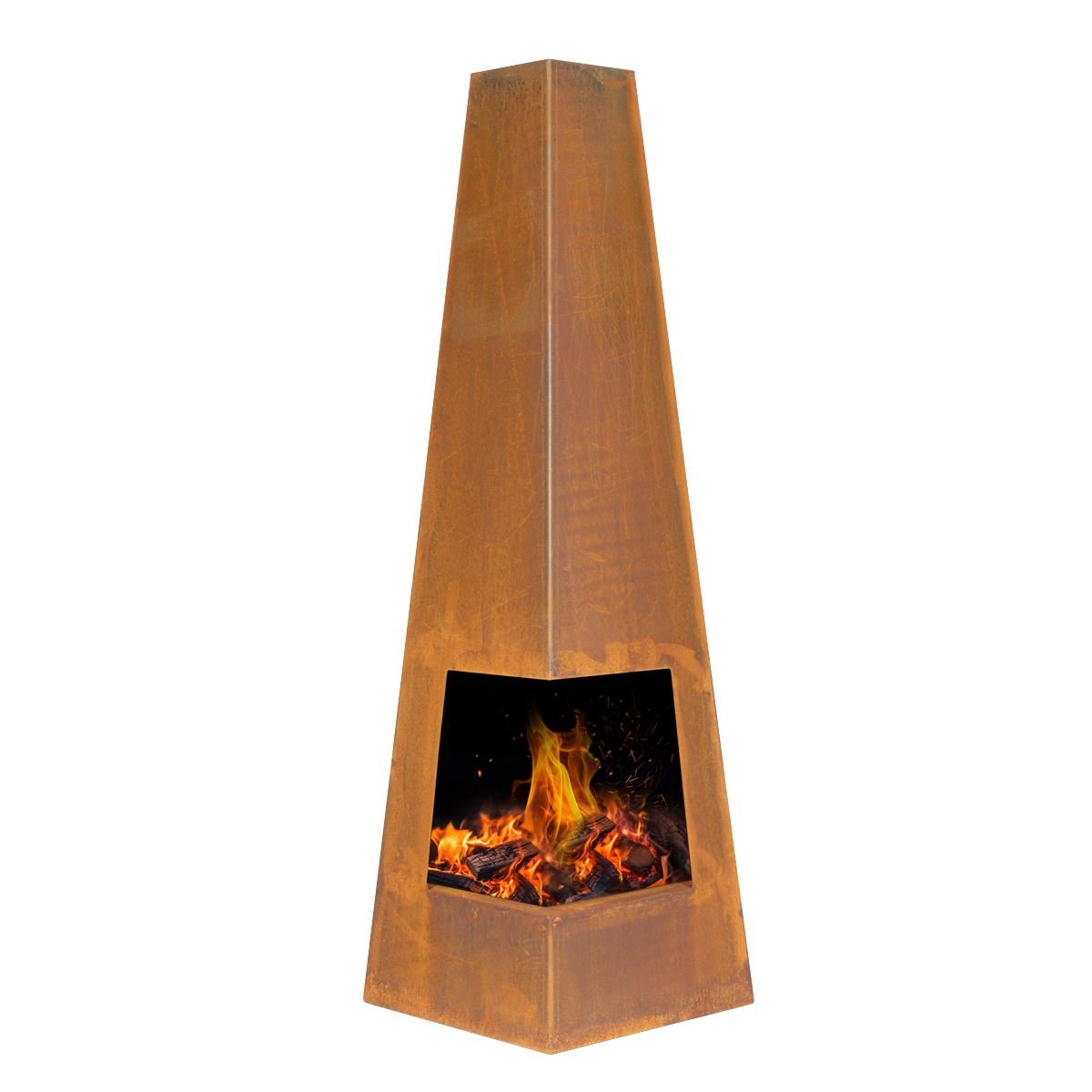 Dellonda Chiminea, Wood Burner, Heater for Outdoors W45cm x H150cm, Corten Steel