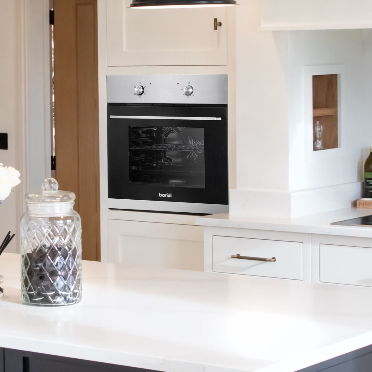 Baridi Integrated Fan-Assisted Electric Oven 60cm 55L Capacity - Black/Stainless Steel